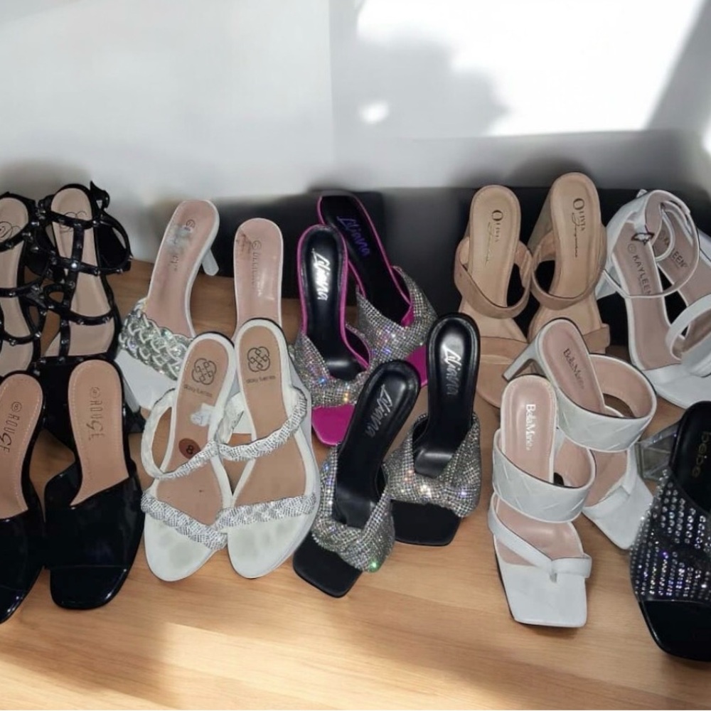Multiples Women's Heels in Black, White, and Silver